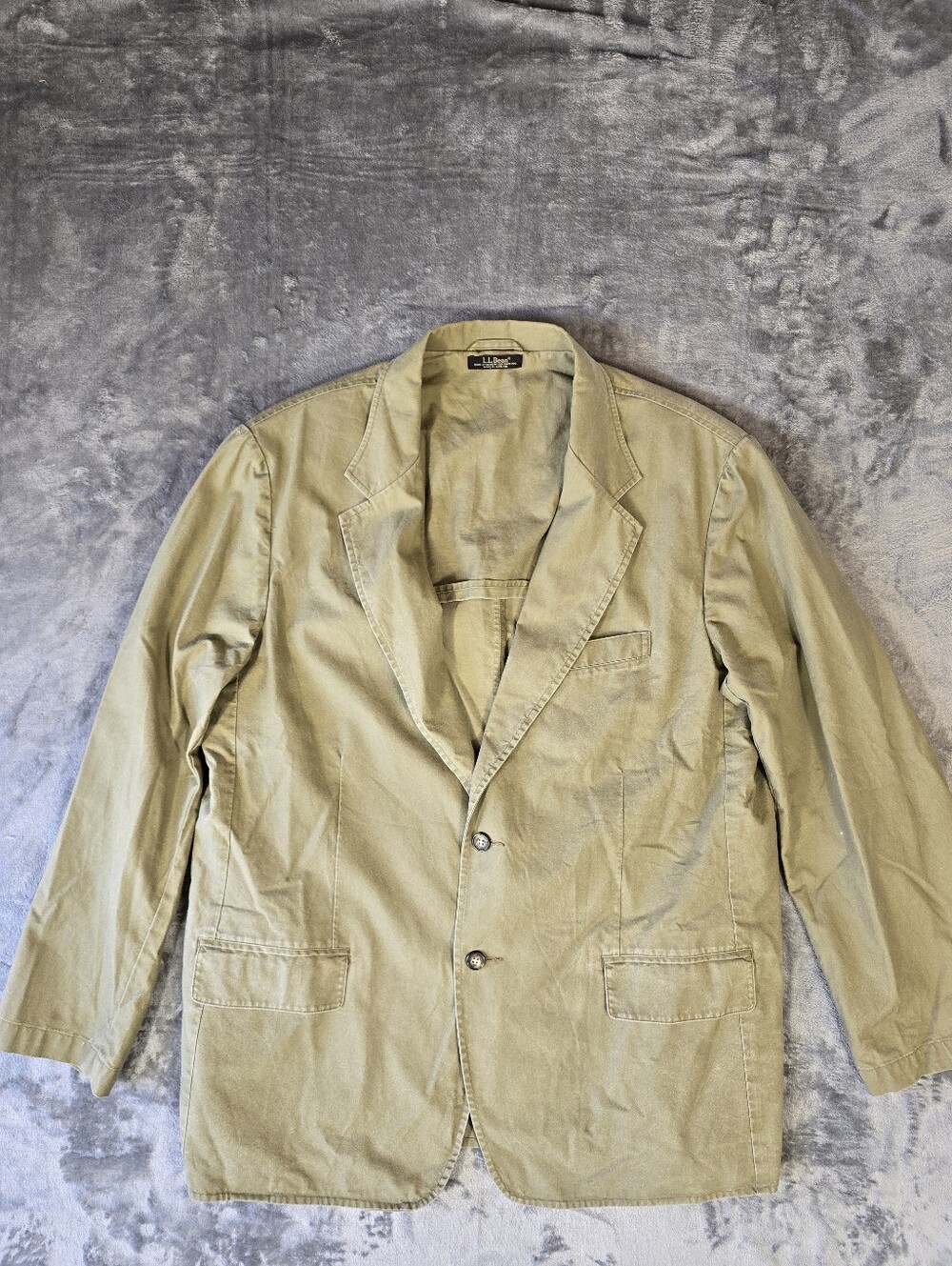 Vintage LL Bean Tan Khaki Blazer Sport Coat Size 46 Reg